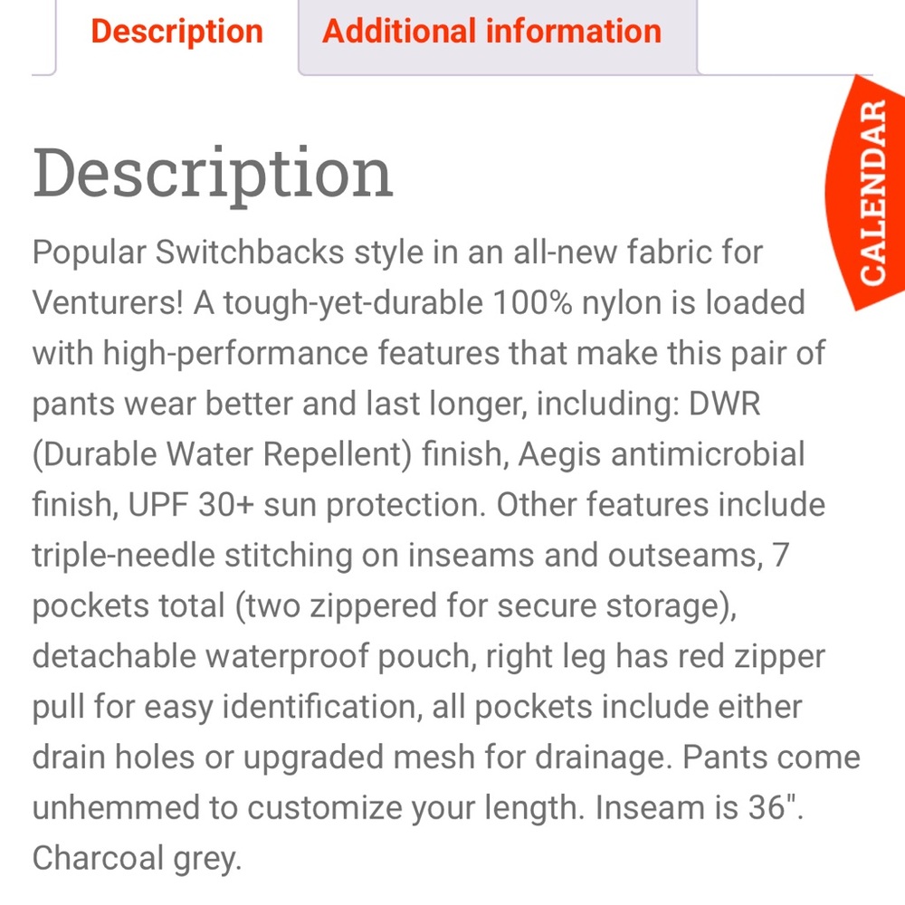 Venturing Uniform Switchbacks, Charcoal Gray Nylo… - image 2